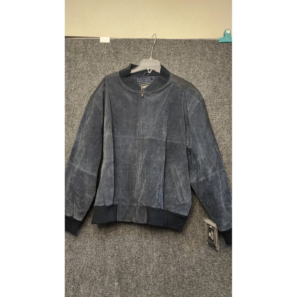 Junction West Jacket Mens 2XL Blue Leather Bomber Zip Lined Insulated READ